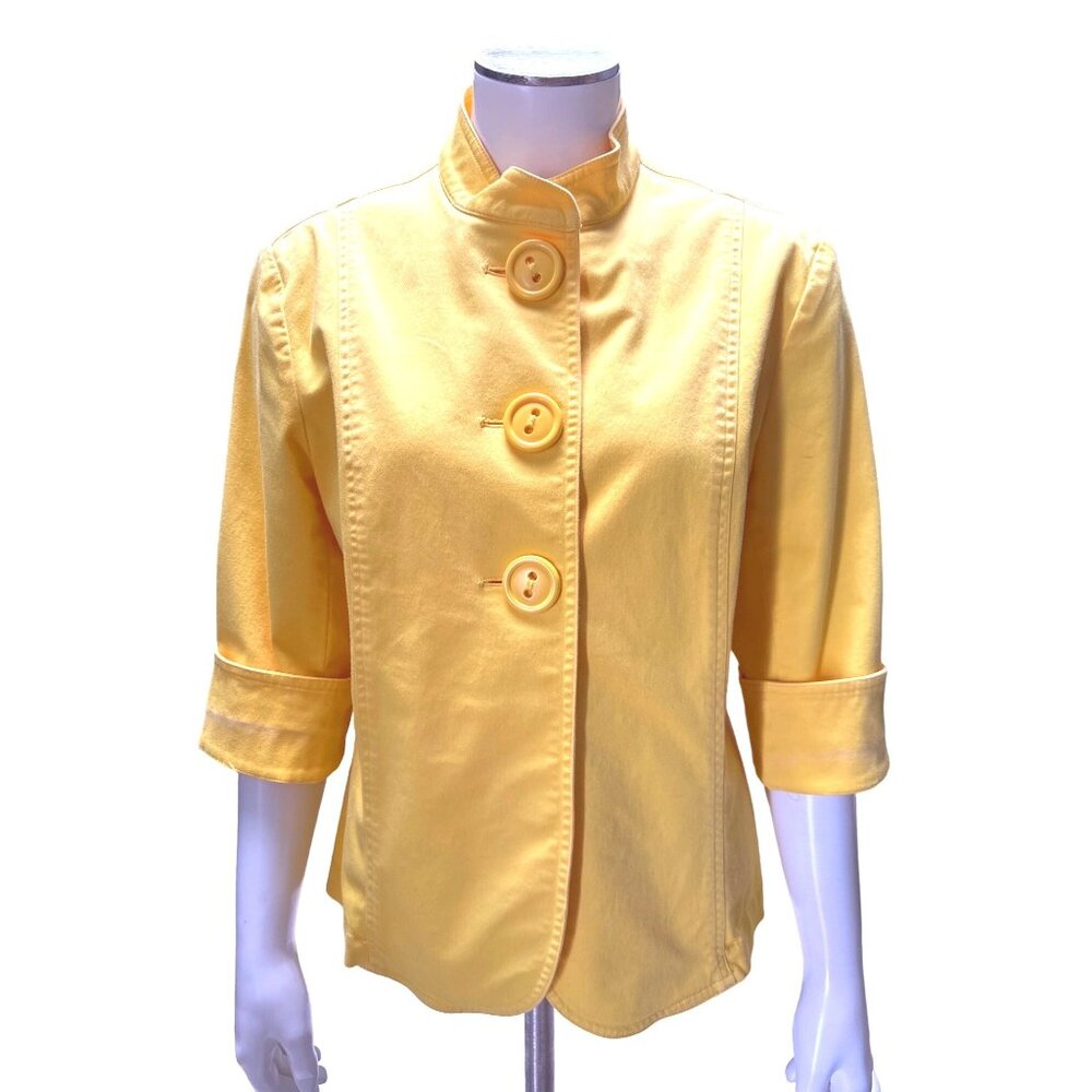 Coldwater Creek Womens Yellow Jacket Size 8 Cotton Spandex Button Up